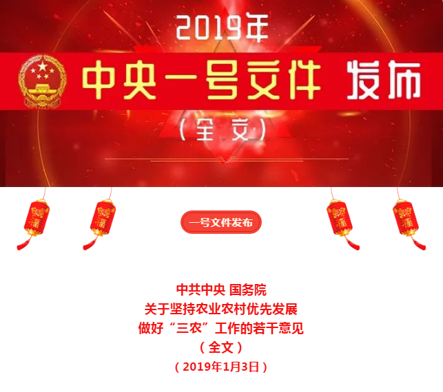 全文丨2019年中(zhōng)央一(yī)号文件發布